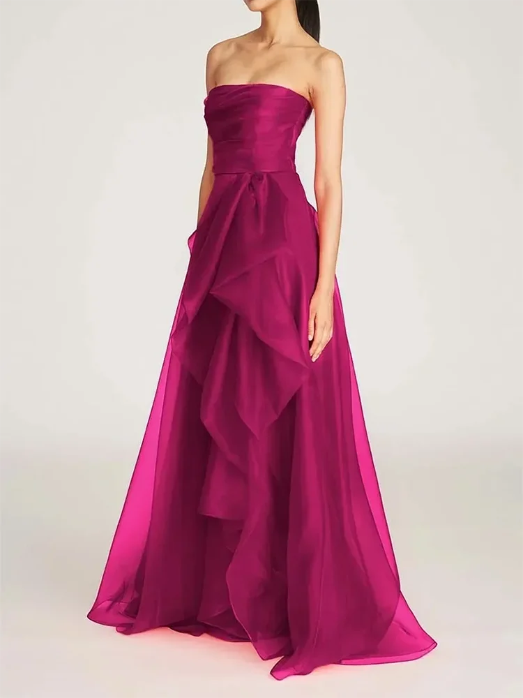 

Evening dresses 2024 Strapless Sleeveless Solid Color Crepe prom dresses for gala vestidos de fiesta vestidos para mujer
