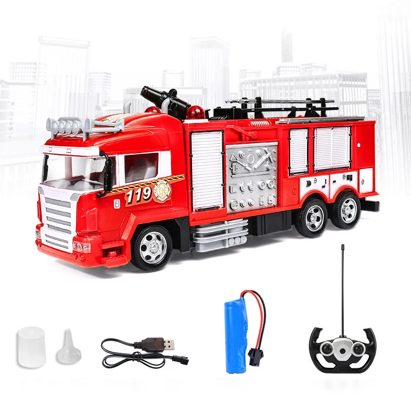 New Electric Remote Control Fire Truck Toy Set Water Spray Fire Truck Children Simulation Sprinkler Engineering Car Boy Toy Gift