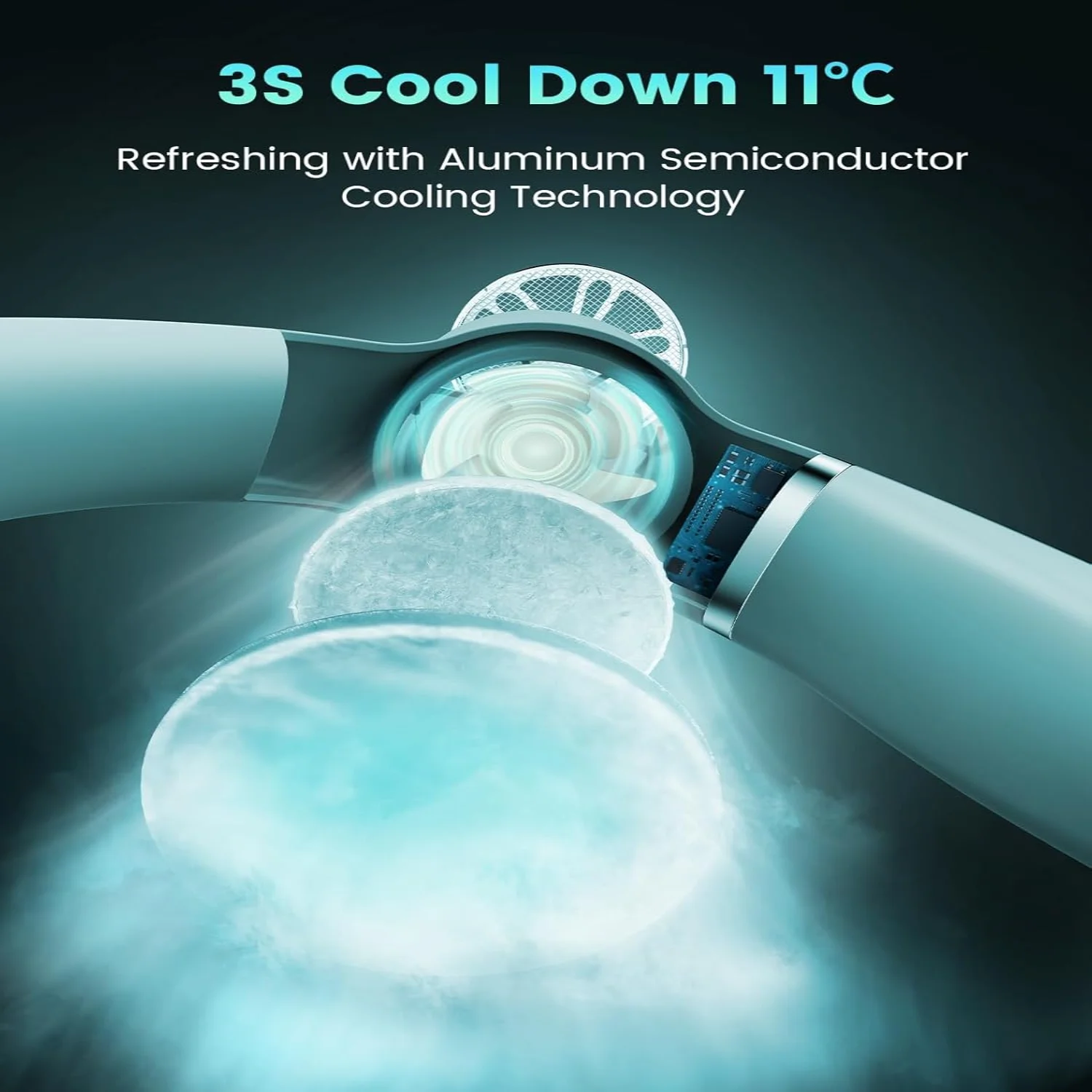 พัดลมแอร์คอ, พัดลมคล้องคอแบบพกพาพร้อมชิปทําความเย็น, °   พัดลมคล้องคอระบายความร้อน 4000mAh Personal H