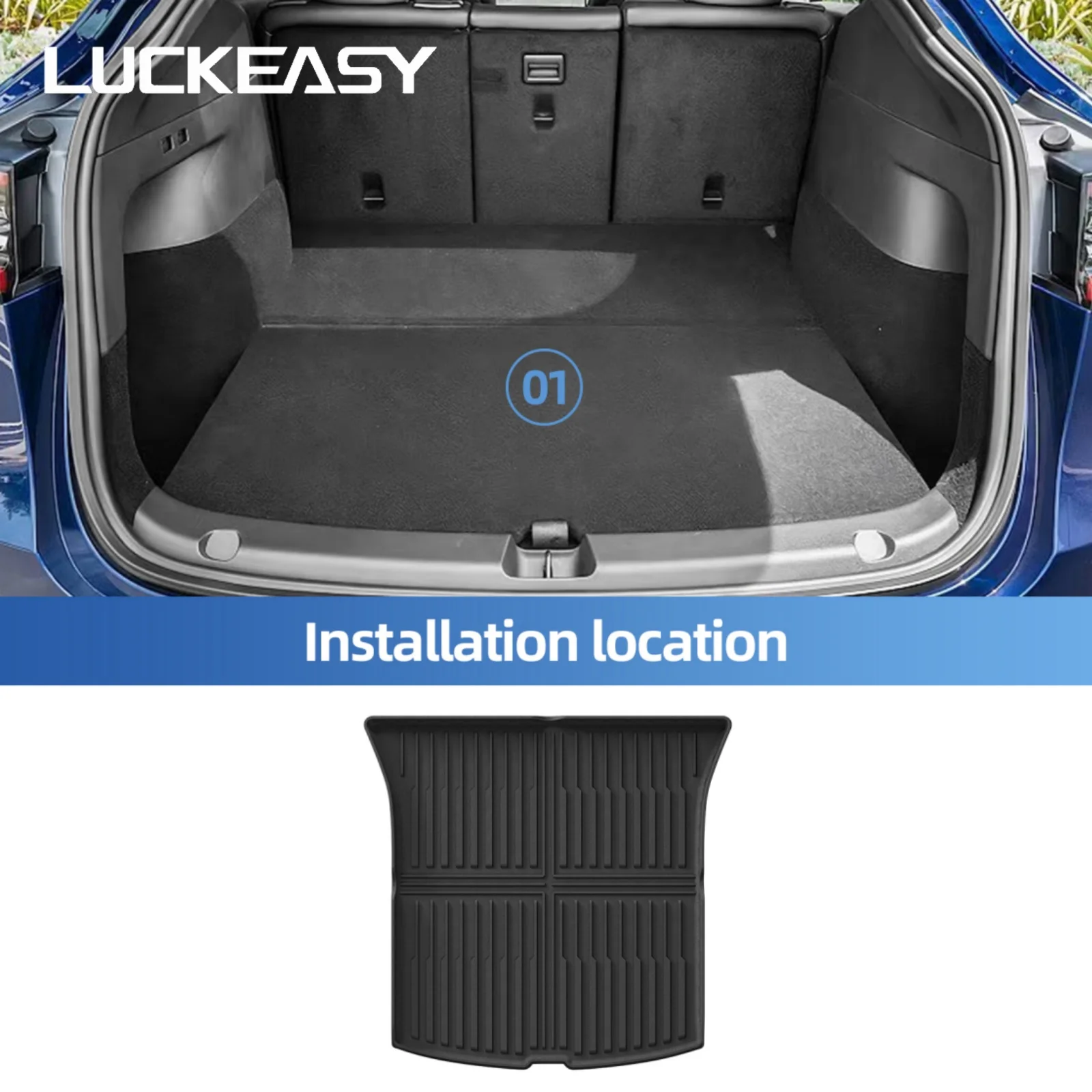 LUCKEASY for Tesla Model Y Juniper Standard RWD 2025 2026 Rear Trunk Seat Backrest Cushion Anti-Kick Mat TPE Trunk Pad