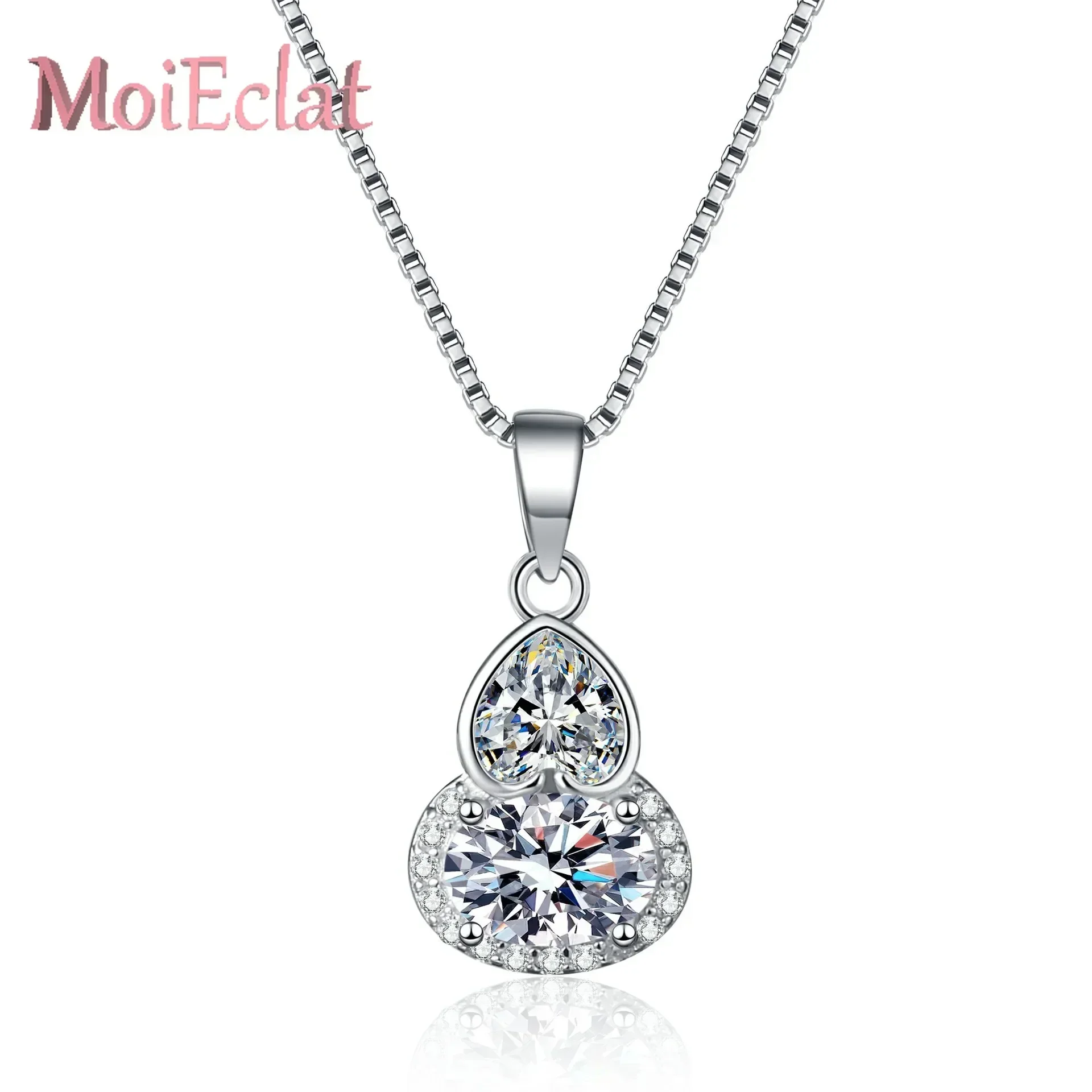 MoiEclat Store Platinum PT950 1.5ct Moissanite Gourd Shaped Heart Pendant Necklace Jewelry Dazzling Brilliant Cut for Daily Wear