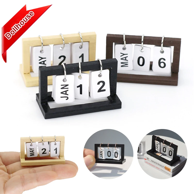 1:12 Puppenhaus Miniatur Kalender Tischkalender Spielzeug Zuhause Holz Modell Dekor Spielzeug Puppenhaus Zubehör Ornament Dekoration