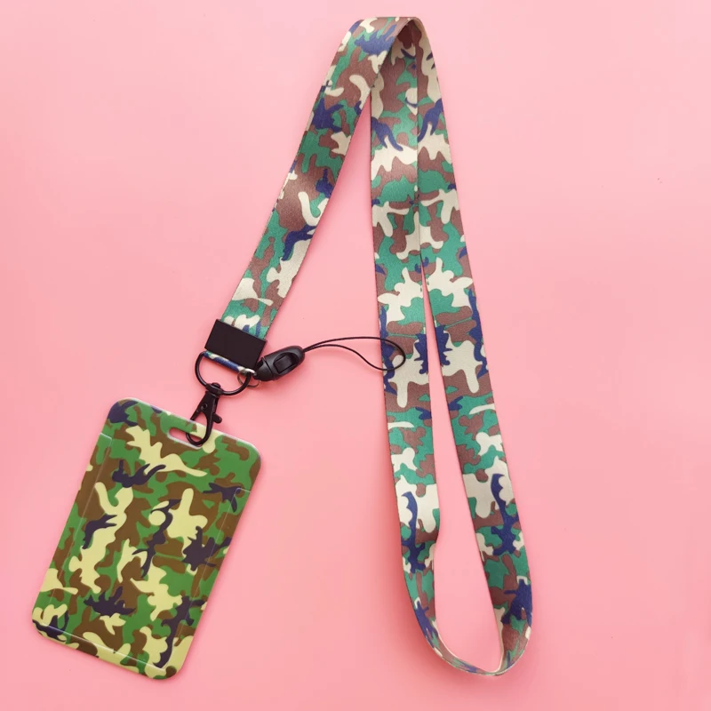 Mode männer Camouflage Karte Fall Lanyard ID Abzeichen Halter Bus Karte Abdeckung Tür Karte Kreditkarte Halter Neck Strap – Detail 4