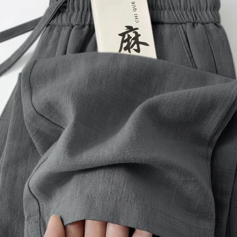 

Новые мужские повседневные брюки из хлопка и льна 2026 года: широкие, легкие, свободные, для прогулок и работы