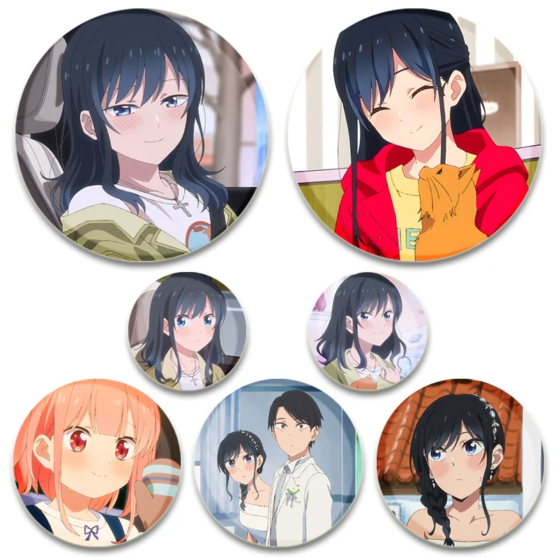 Pseudo Harem Enamel Pins 32/44/58mm Round Anime Display Brooches Cute Cartoon Girl Badge Backpack Hat Jewelry Accessories Gifts