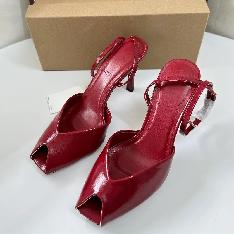 اللمحة تو عالية الكعب النساء صنادل طراز جلاديتور لينة بولي Leather جلد أنيق الكاحل الأشرطة الفاخرة تصميم مكتب سيدة الزفاف حذاء زفاف #5