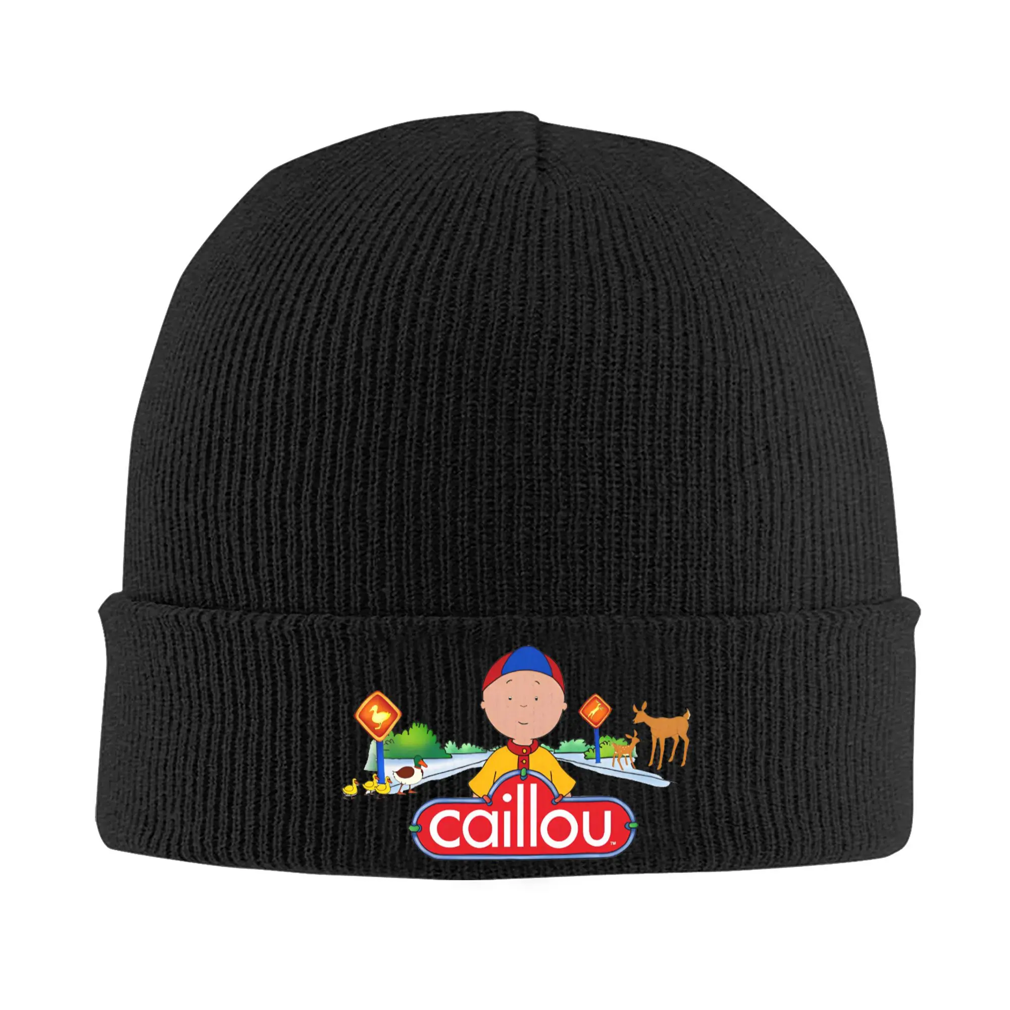 Caillou Logo Anime Knitted Caps for Women Men Beanies Winter Hats Acrylic Educational Children TV Hip Hop Caps