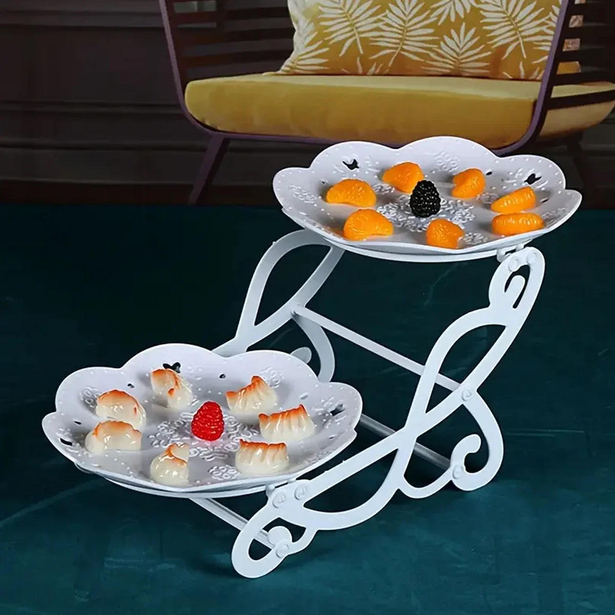 1pc Plastic Dessert Display Stand Fruit Tea Break Cake Dessert Service Tray  Display Rack For Home Wedding Holiday Birthday