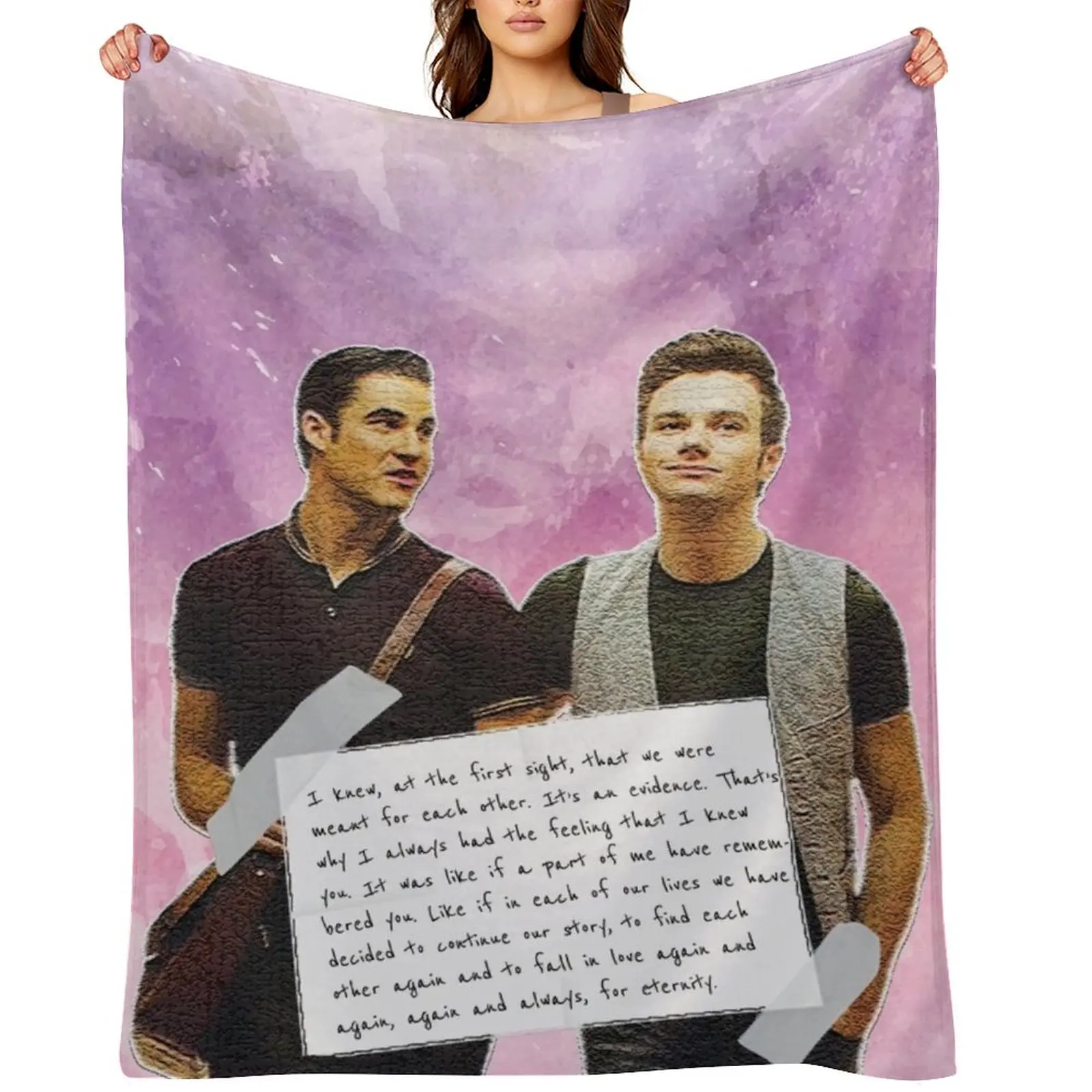 

Glee Klaine Watercolour Throw Blanket Hair Shaggy Designers Flannels Blankets