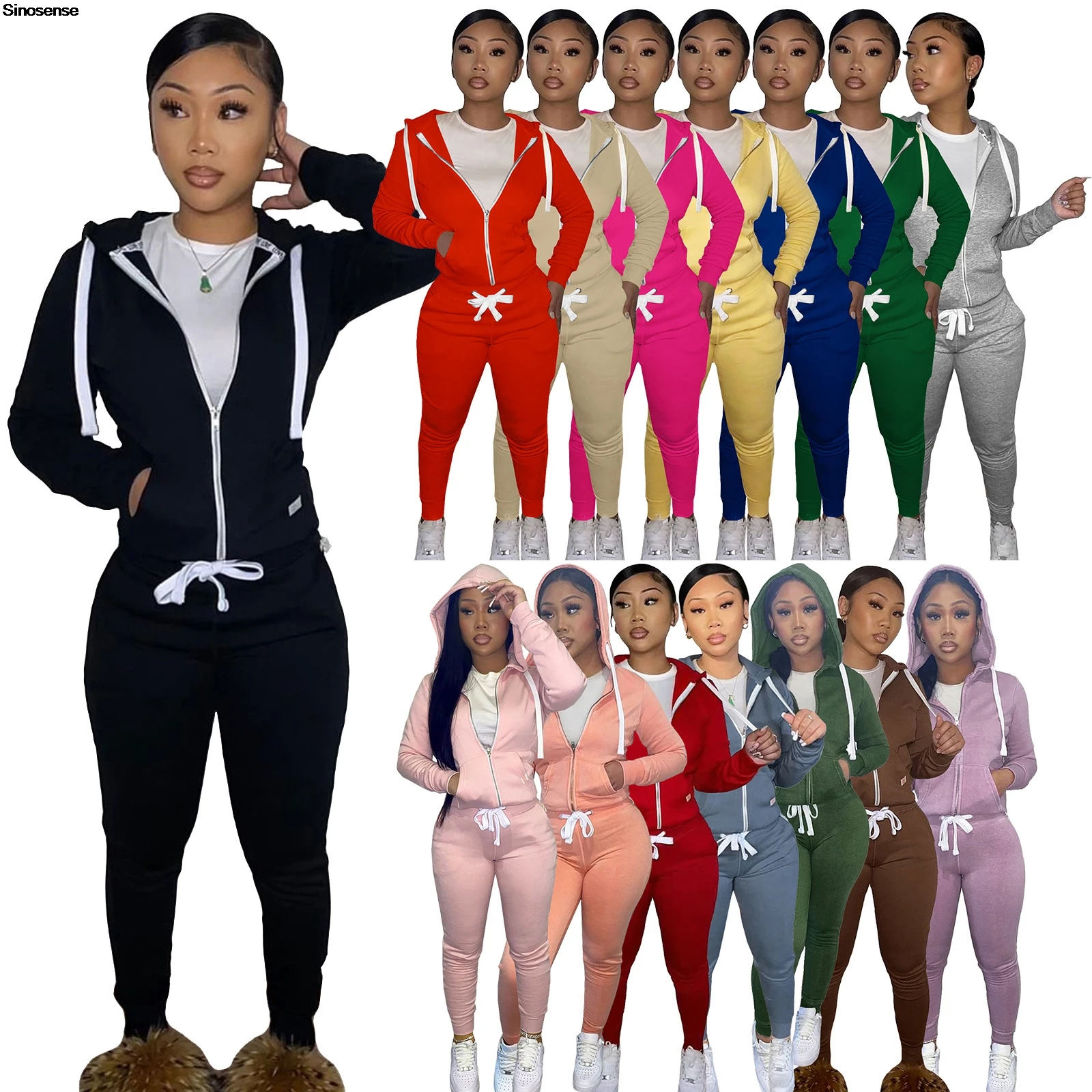 Women Warm Fleece Two Piece Outfits Jogging Suits Sweatsuit Tracksuit Casual Daily Jogging Sportswear Athletic Workout Outfits