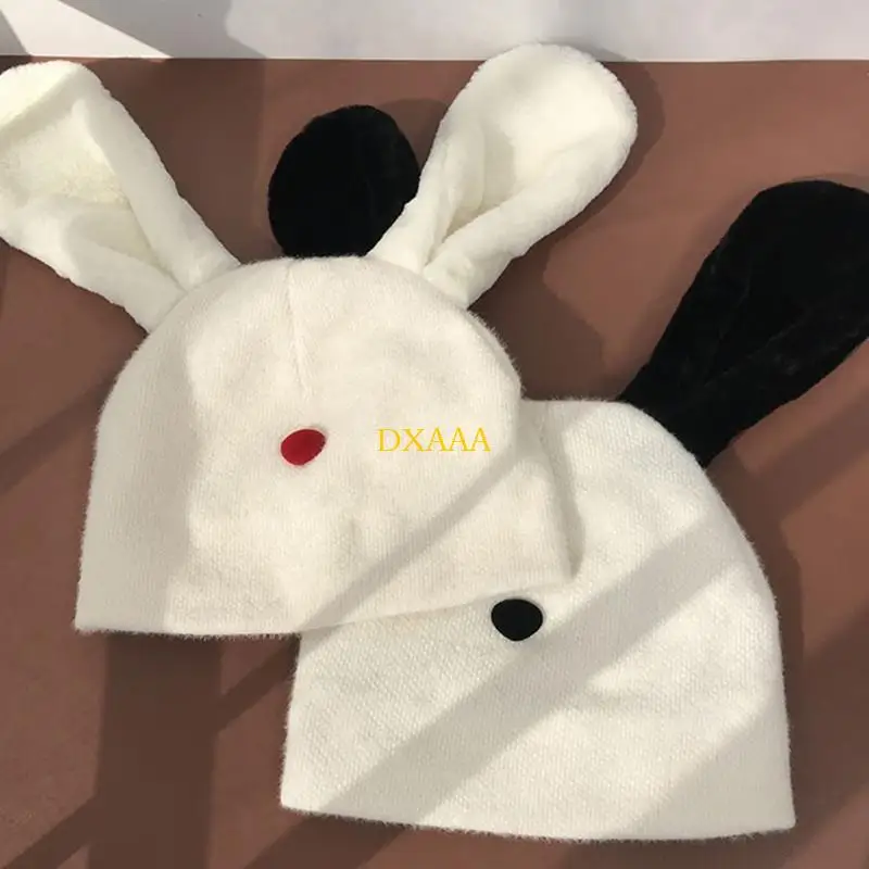 DXAA آذان كلب لطيفة، قبعة صوفية ناعمة ومريحة، قبعة محبوكة دافئة للخريف والشتاء، مناسبة تمامًا لعيد الميلاد وعيد الفصح #3