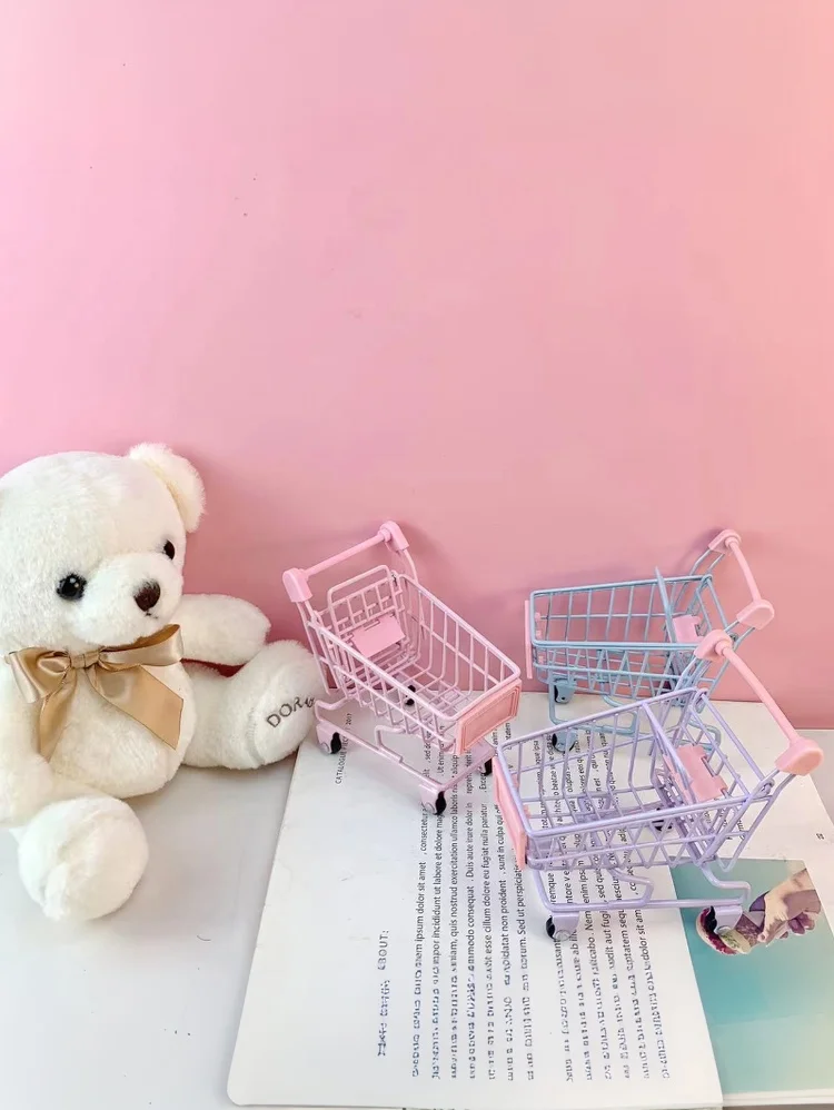 Kolorowy Zabawny Mini Wózek Sklepowy Rekwizyty Fotograficzne Wózek Transportowy Zwierzę Domowe Ptak Papuga Chomik Zabawka Dla Dzieci Wózek Do Przechowywania
