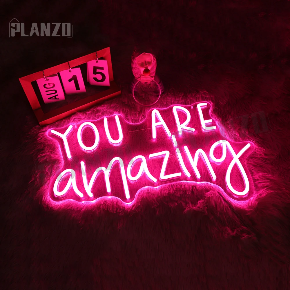 

You Are Amazing LED Neon Signs USB Pink Light Wedding Birthday Girls Party Wall Decor Sign Home Bedroom Living Room Bar Pub Club