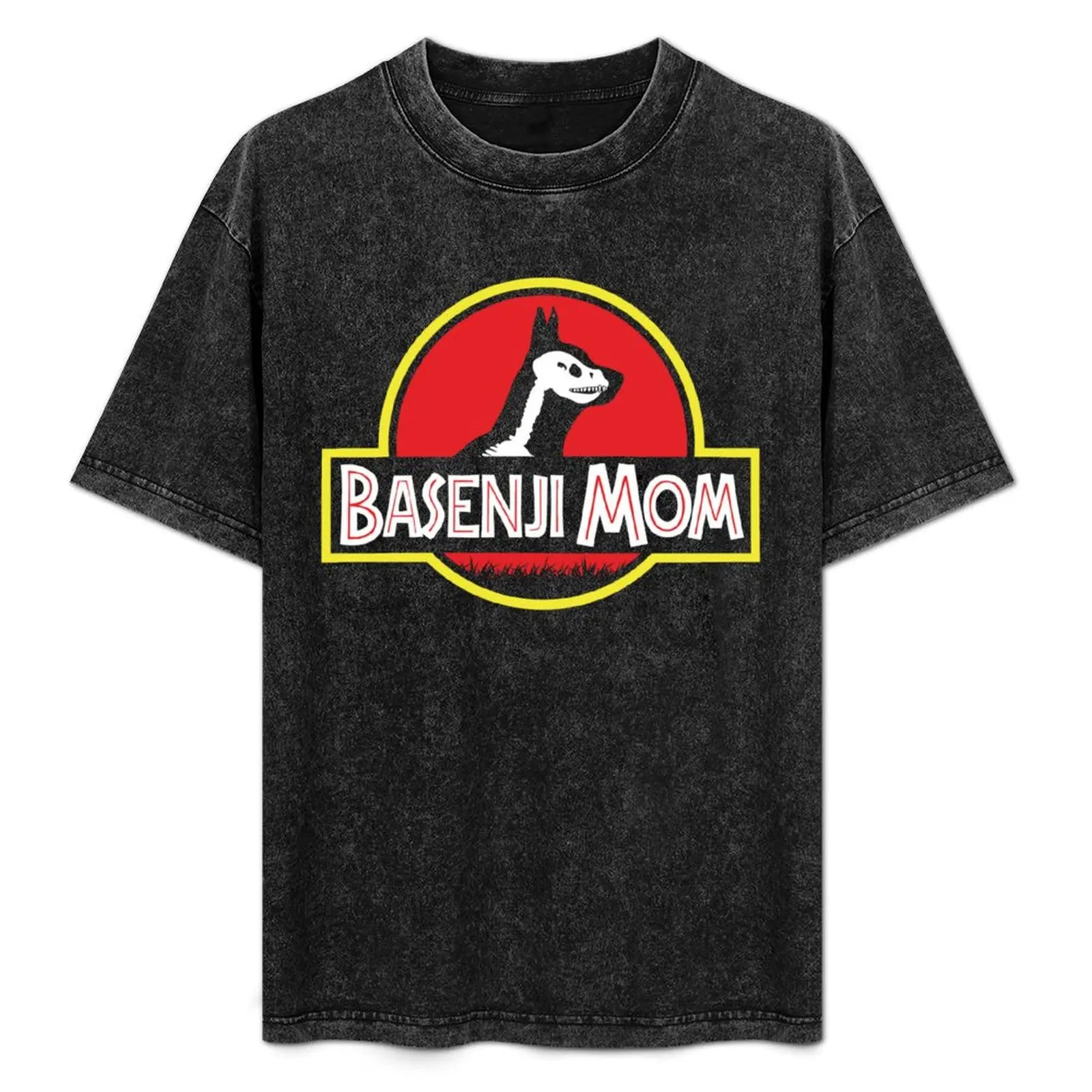 

(For Dark Background) Jurassic Basenji Mom T-Shirt Urban Style Casual Short Sleeve Top