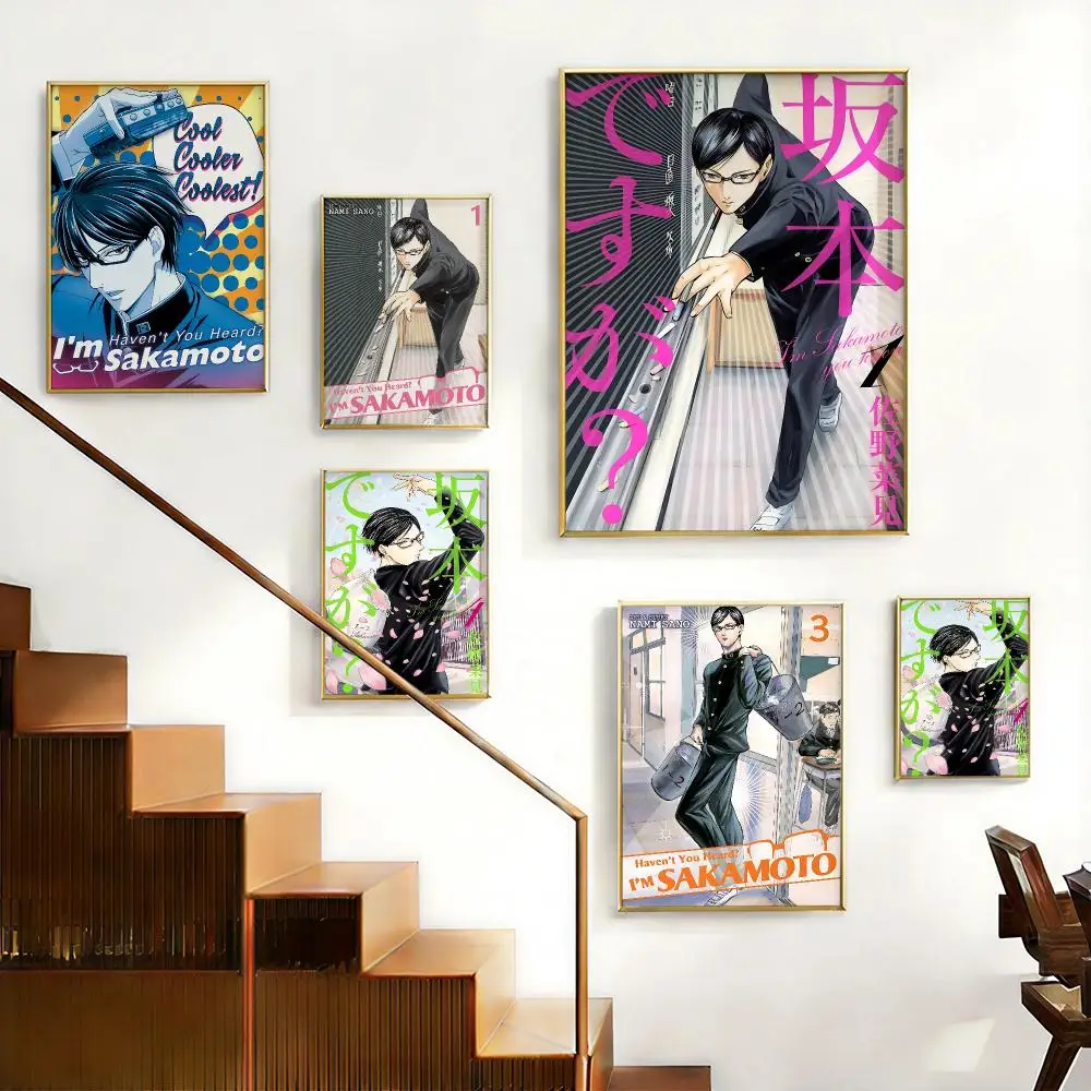 Funny Anime Haven't You Heard I'm Sakamoto Poster HD Self-Adhesive No Residue After Removal Ideal for All Kinds of Wall Decor