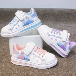 Disney Kids Girls Shoes 2024 New Children Sneakers Girls Elsa Frozen Princess Casual Sport Shoes Student Shoes Teen Shoes