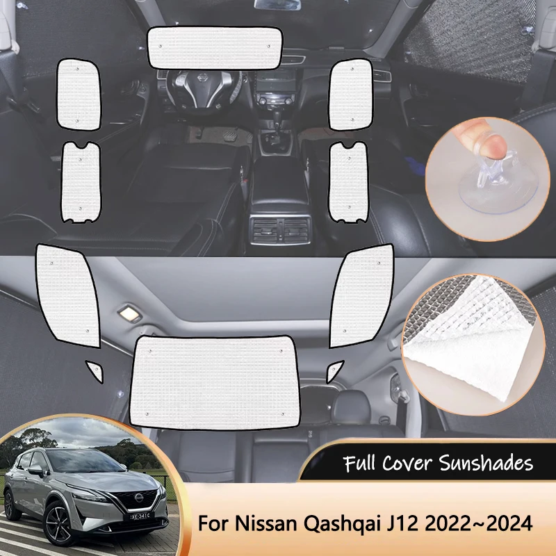 

For Nissan Qashqai J12 MK3 3th 3Gen 2022~2024 2023 Car Full Coverage Sunshade Sun Protection Windshields Sunshade Auto Parts
