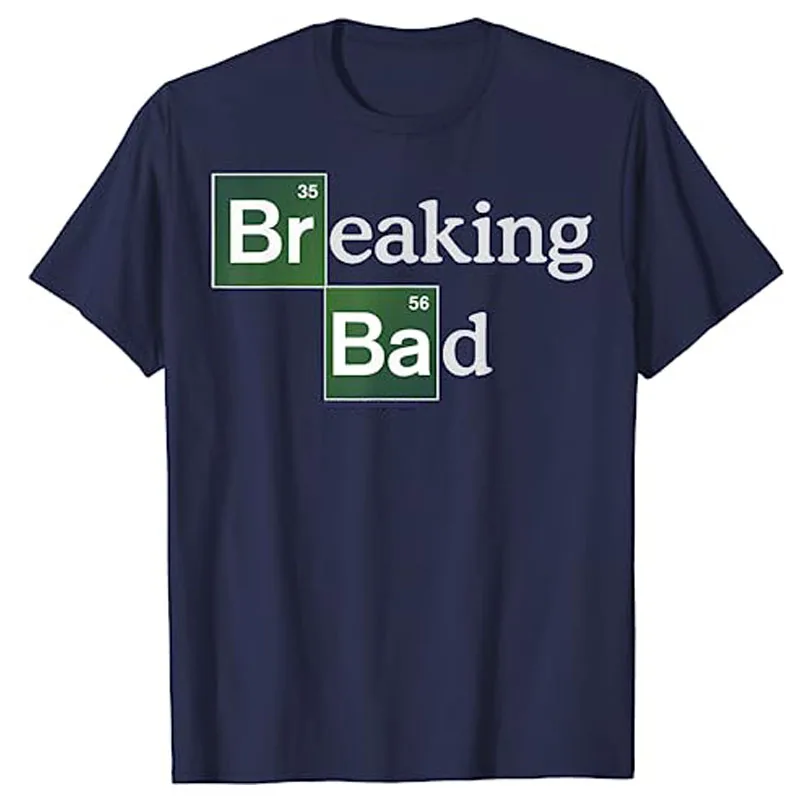 Breaking Bad Periodic Square T-Shirt  I Am The One Who Knocks Blue Hue Portrait Tee Funny Heisenberg Desert Horizon Outline Tops