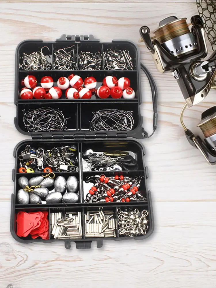 

267pcs Outdoor Fishing Accessories Set with Fishing Box Fish Hooks Bait Parts Sinkers Fishing Gear Set Fishing Gifts for Men