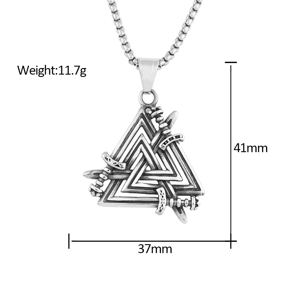 100pcs/lot New European and American Titanium Steel Triangle Pendant Vintage Men's Personalized Trend Stainless Steel Necklace J