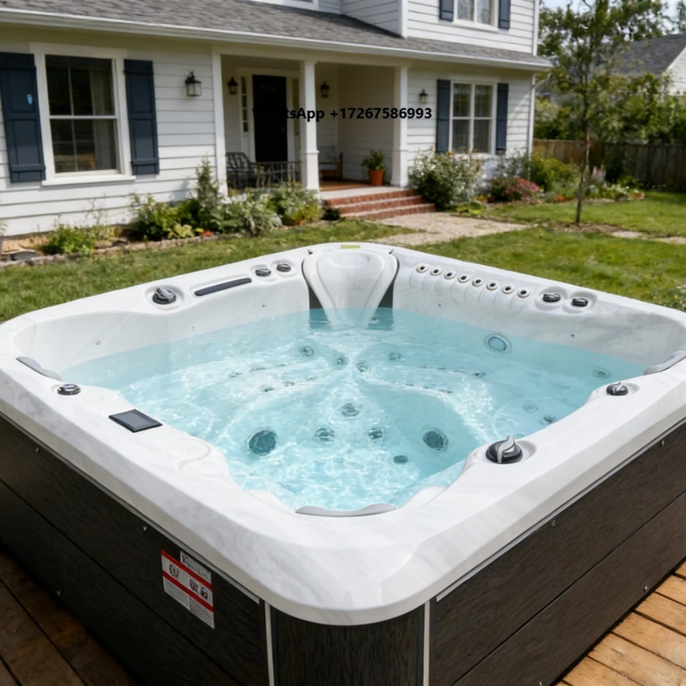 Hot Sale 5 Person Portable Hydrotherapy Spa Hot Tub Pool with Drainer 67 Jets Massage Feature for Hotel Backyard or Villa