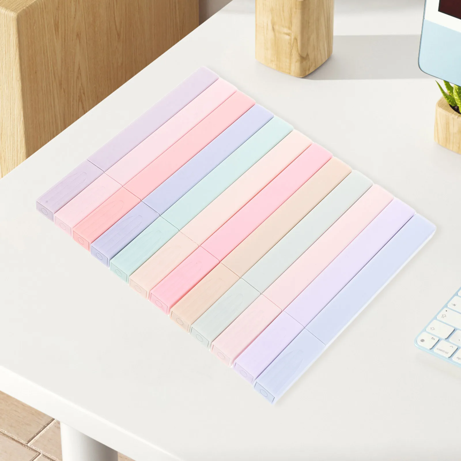 

12pcs Fluorescent Highlighter Chisel Tip Pastel Assorted Colors No Bleed Long Lasting For Office School Study Notes Journal