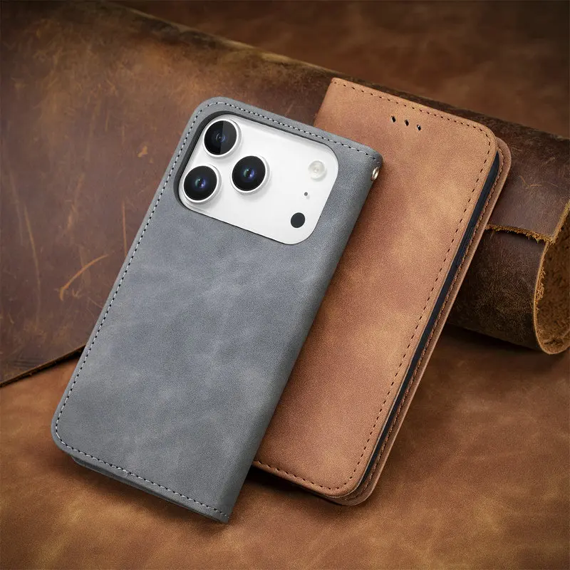 Für iPhone 17 16 Pro Max 5G Magnetische Leder Brieftasche Glatte Fall Für iPhone 17 Air 16E Flip-Cover iPhone 16 Plus + Funda Stoßfest