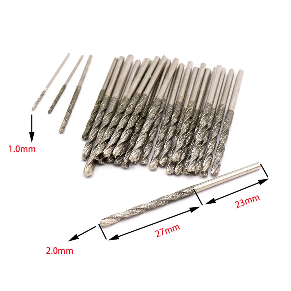 Diamond Coated Tipped Tip Twist Drill Bit for Glass Jewelry Stone Tile 0.8mm 1mm 1.2mm 1.5mm 1.8mm 2mm 2.5mm