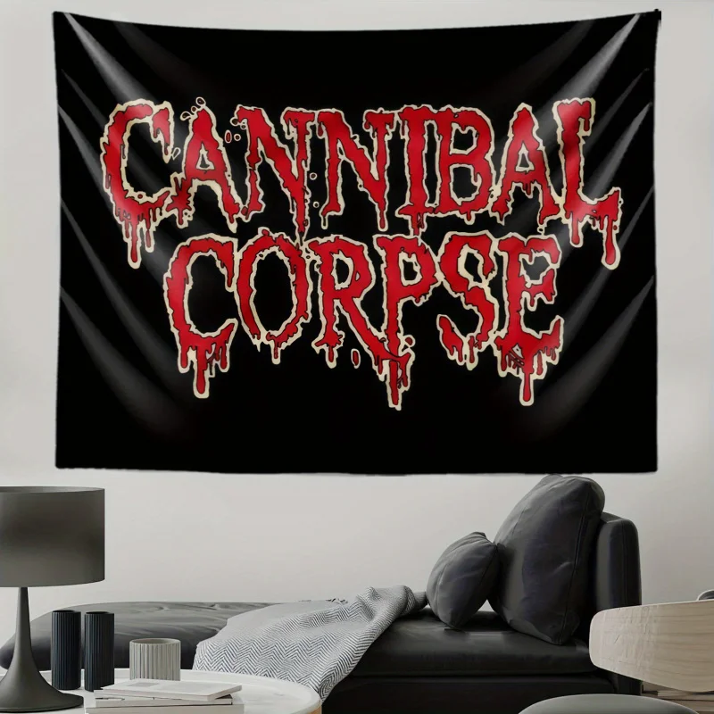 

VIKAMA Cannibal Corpse Tapestry Death Metal Logo Design Perfect for Hardcore Decor Bedroom Wall Styling and Photo Backdrops