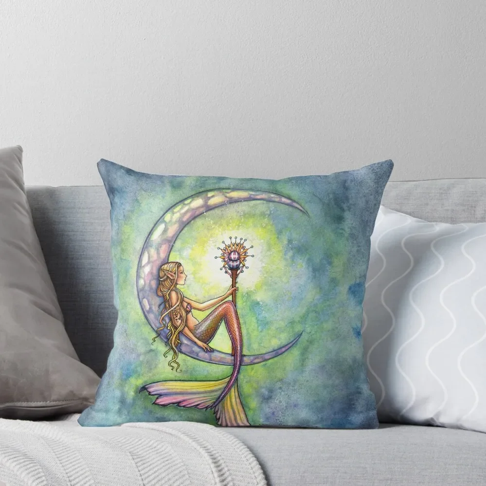 Mermaid Moon Mermaid Art by Molly Harrison Throw Pillow luxury decor Cushion Cover For Sofa Sofas Covers pillow