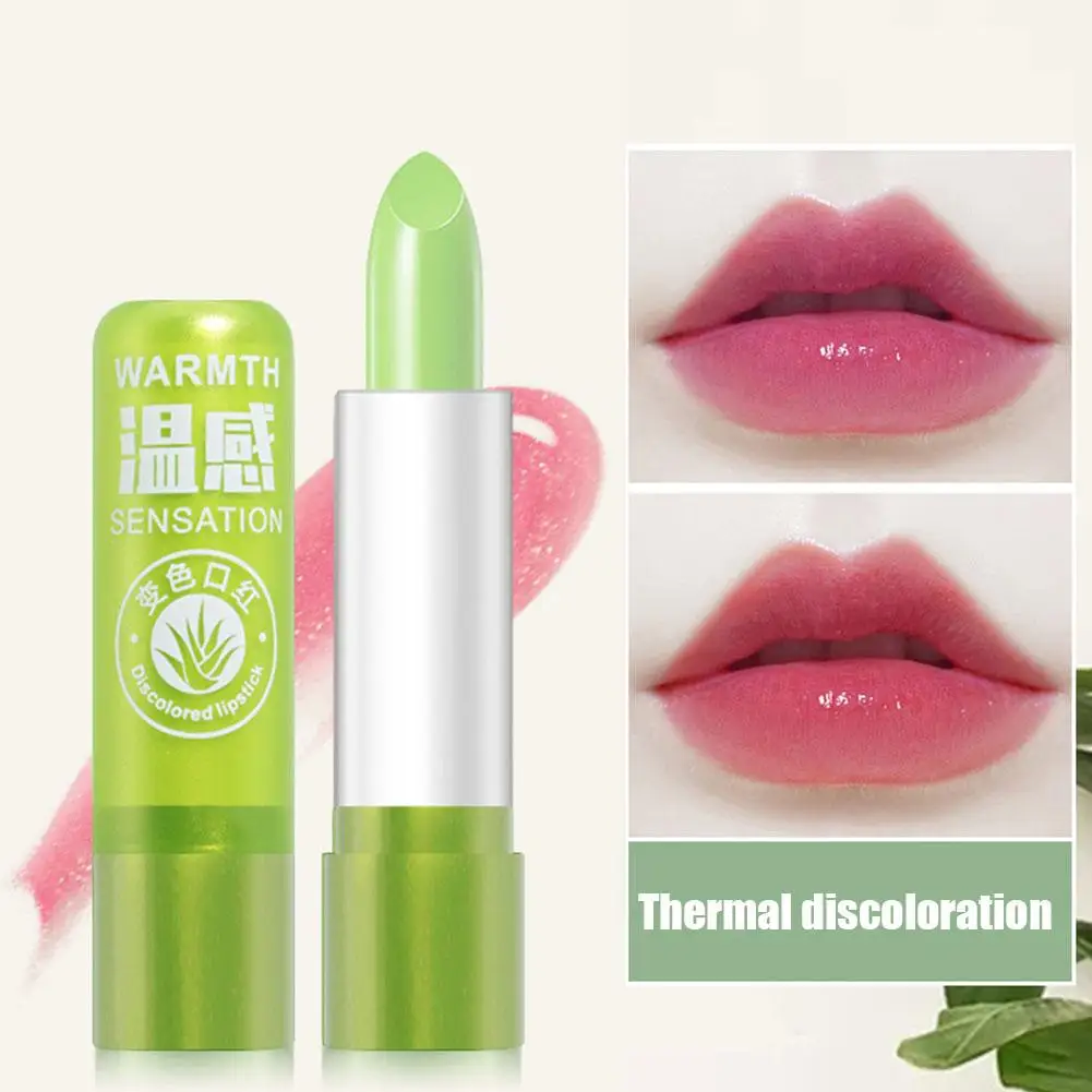 Aloe vera bálsamo labial, mudança de cor, natural, hidratante, duradoura, linhas finas, nutritivo, cuidado, b6z7