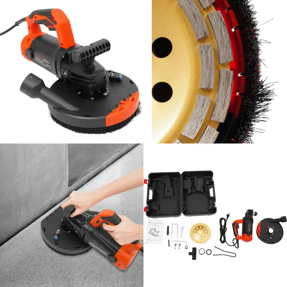 

7-дюймовая 6-скоростная шлифовальная машина для бетонных полов с пылесосом, электрическая угловая шлифовальная машина 2200 Вт для ремонта - 110 В