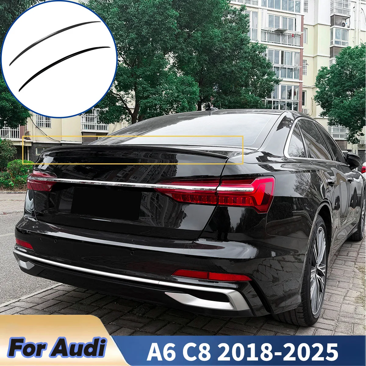 

Fixed Wind Wing for Audi A6 C8 2018 2019-2025 Rear Trunk Spoiler Wing Lip Tuning S6 Style Diffuser Tail Fin Accessories Body kit
