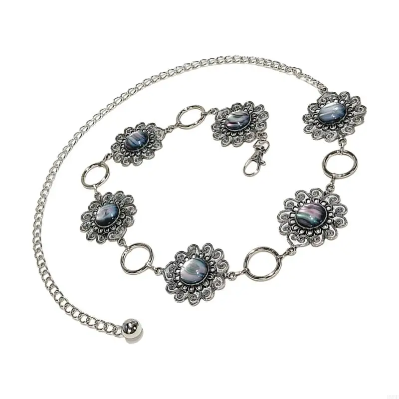 

B95F Women Festival Waist Girdle Bohemian Design Waist Chain Lightweight Metal Body Chain Belt for Casual Summer Outfits