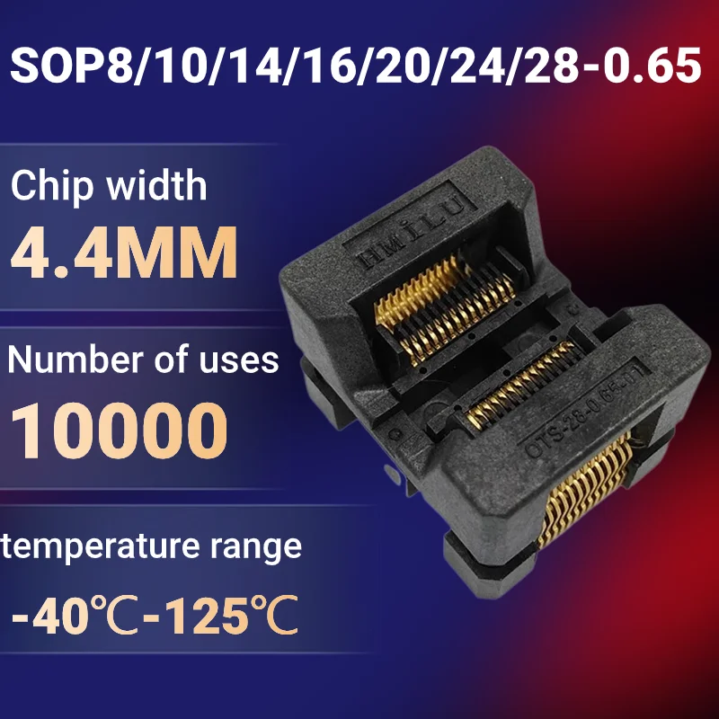 SOP8/10/14/16/20/24/28-0.65 Electronic component socket Aging socket IC width 4.4mm Programming adapter conversion burner