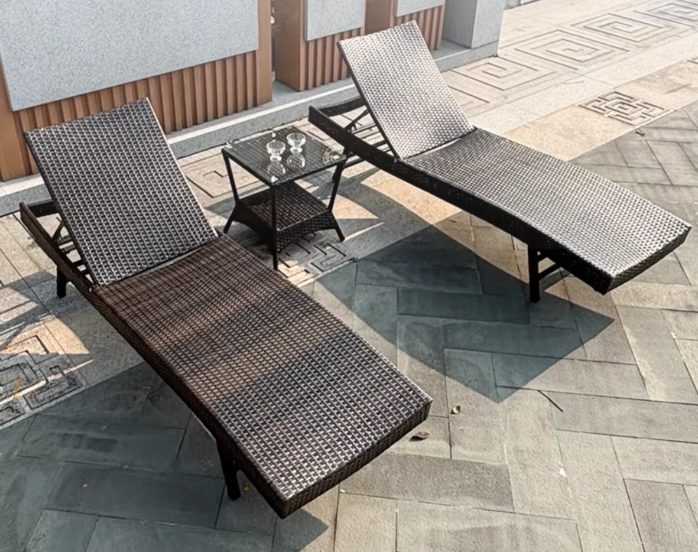 

Nordic Outdoor Luxury Reclining Bed Wicker Lounge Chair Outdoor Courtyard Seaside Swimming Pool Lounge Chair Beach Lounge Chairp
