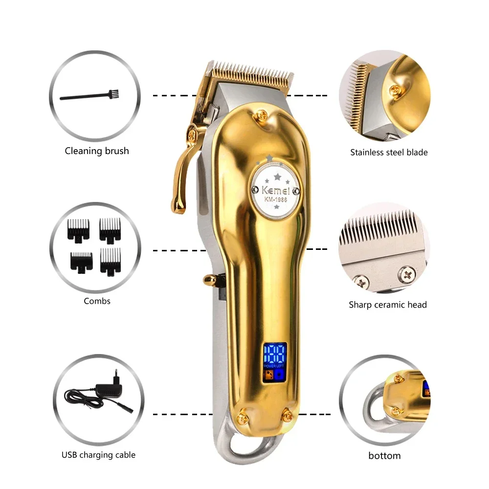 Kemei KM-1986 Or Blade Hair Trimmer For Men Trimmer Professional Hair Clipper Electric Razor Rechargeable Hair Cutting Machine image 5