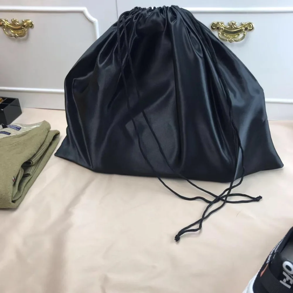 Large Silk Satin Drawstring Care Bag Custom Wigs Storage Dust Proof Packaging Pouch Black Reusable Sack Shoes Travel Bag White