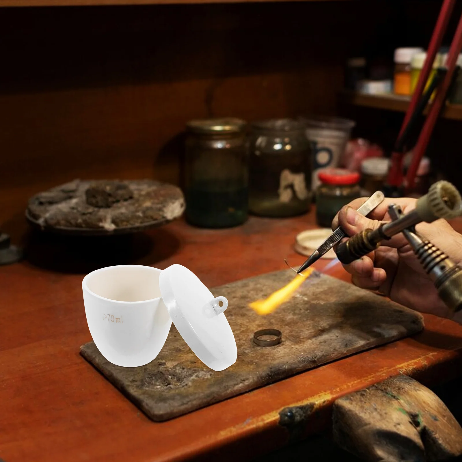 

2Pcs Laboratory Crucible 70Ml Porcelain Ceramic Cup High Temp Resistance for Melting and Synthesis Experiments