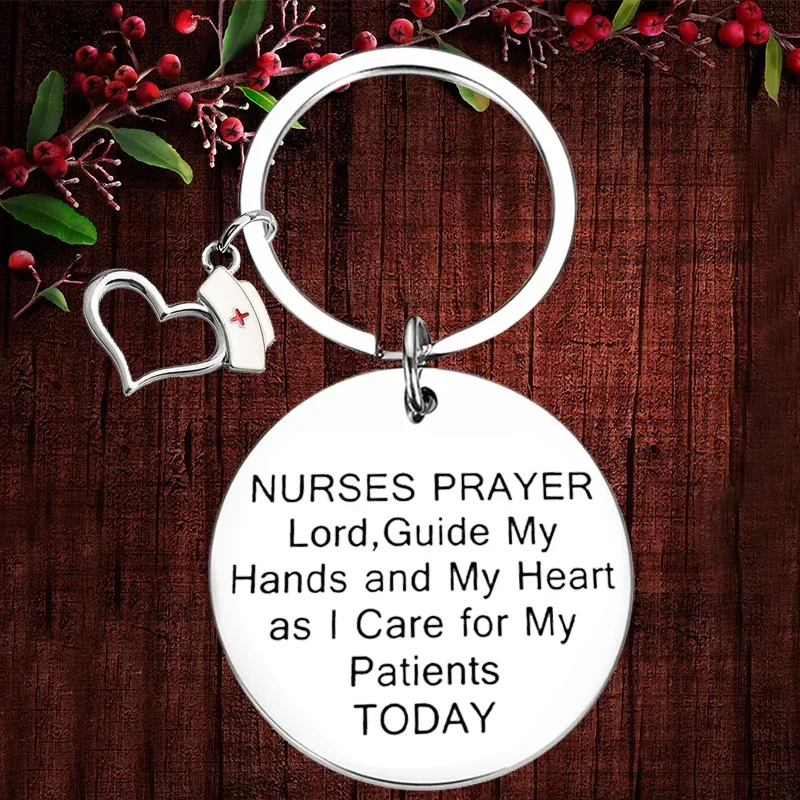 Charm Nurse Prayer Gift Keychain Pendant Medical Students Key Chains Nursing School Graduation Birthday Christmas Gift