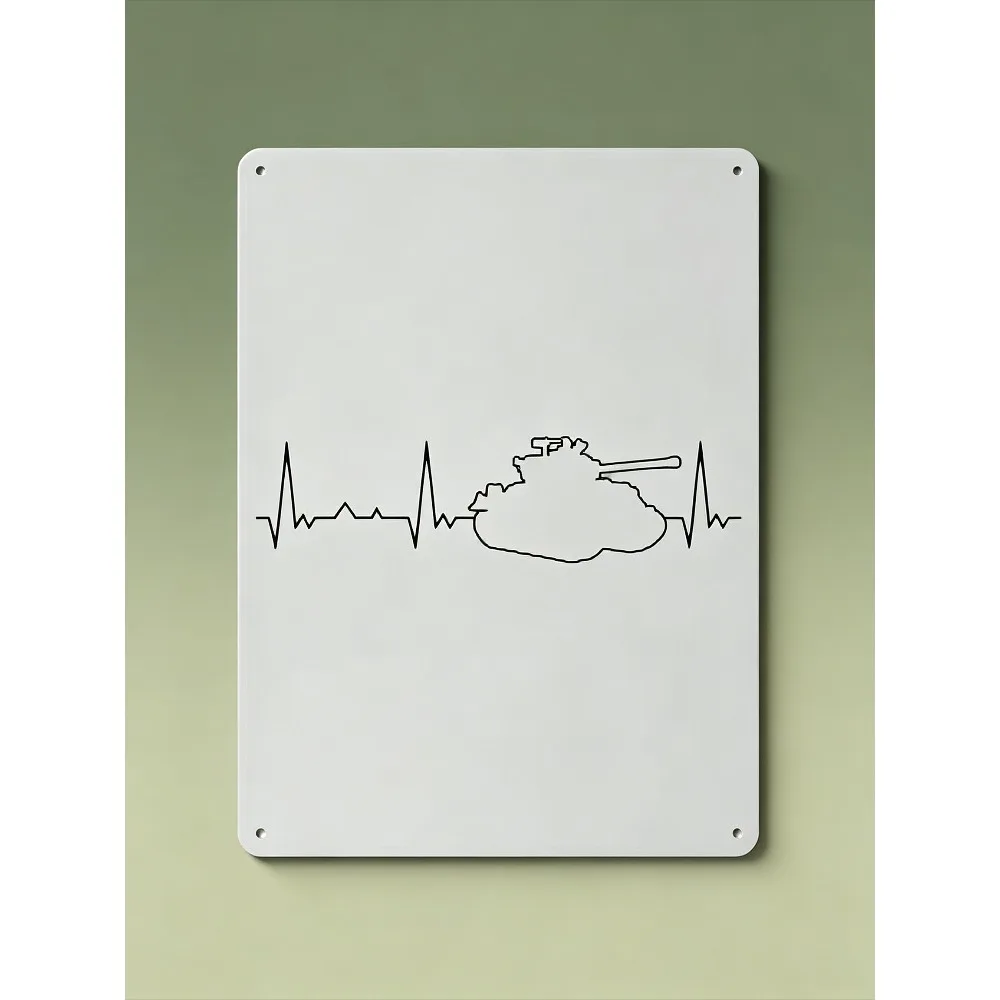 CIFBUY Vintage WWII Tank Heartbeat Silhouette Aluminum Wall Art Waterproof Weather Resistant Metal Sign for Garage Wall Decor