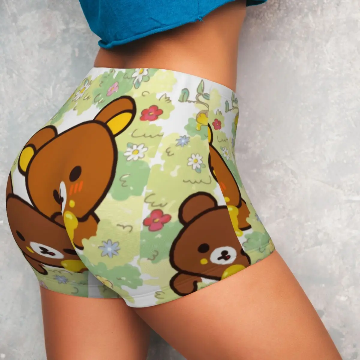 Rilakkuma Kogumachan Eat Honey High Waist Yoga Shorts Woman Butt Fitness Workout Gym Wear