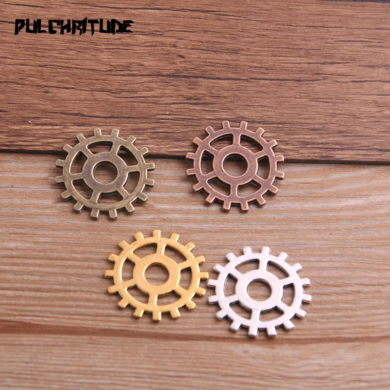 10PCS 25mm Four Color Vintage Metal Zinc Alloy Steampunk Gear Charms Fit Jewelry Pendant Charms Makings