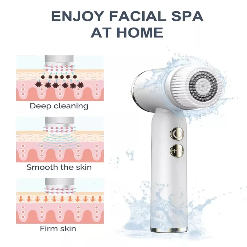 6-In-1 Electric Facial Cleanser Scrub ซิลิโคน 3-Speed แปรงทําความสะอาดสําหรับสิว, สิวหัวดํา, ทําความสะอาดรูขุมขน, อุปกรณ์ความงามที่บ้าน