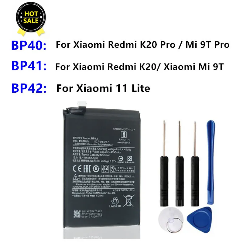 Original Replacement Battery BP41 BP40 BP42 For Xiaomi Redmi K20 Pro Mi 9T Pro Mi9T For Redmi K20 For XiaoMi 11 Lite Battery