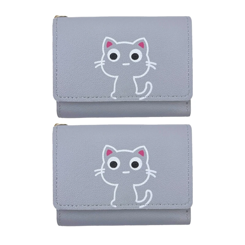 2pcs Little Pattern Short Wallet for Women Portable and Convenient Card Case Cash Pockets Coin Purse