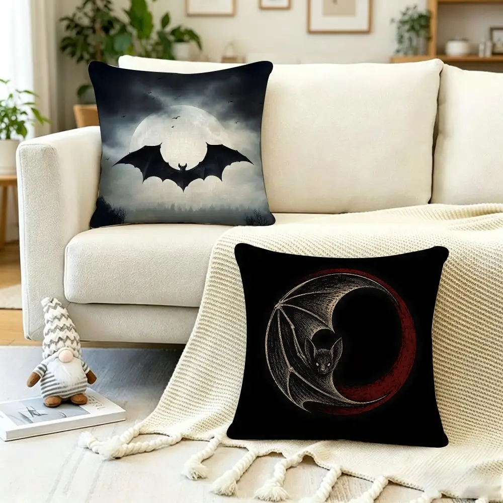 Halloween bats Cushion Cover Anti-dustmite Pillowcase Invisible zipper silky short plush Sofa cushion cover