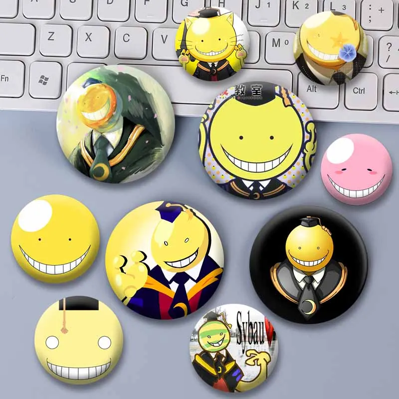 Anime Assassination Classroom Koro Sensei Enamel Pins Funny Cartoon Face Meme Brooch Handmade Snap-in Badges on Bag Jewelry Gift