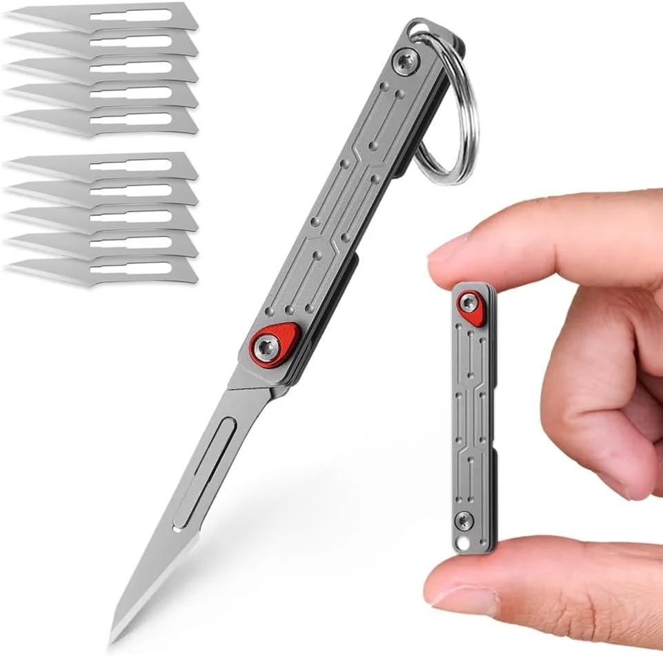 Outdoor Mini Knife Bearing Folding Knife Paper Cutting Knife Interchangeable Blade Sharp Box Opening Knife Stainless Steel Foldi