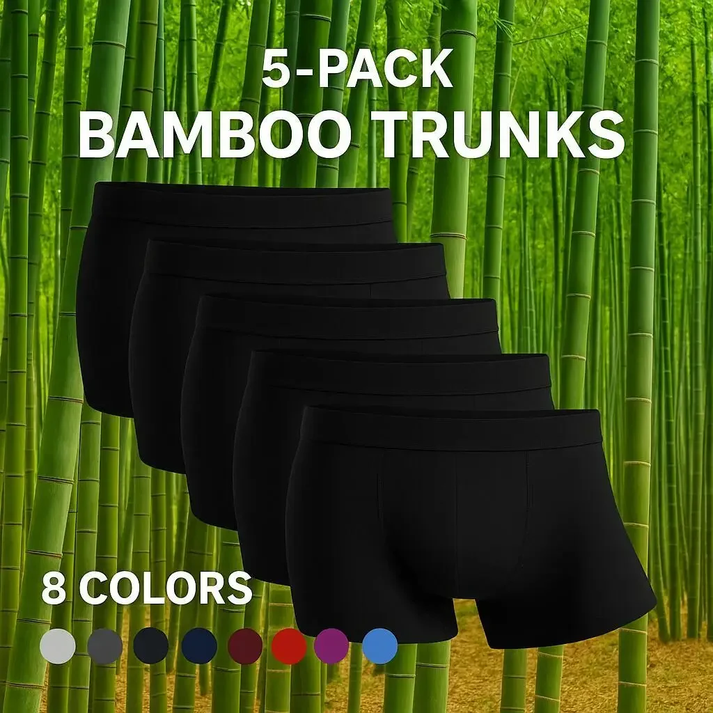 

5 Packs Bamboo Boxers Man XL XXL XXXL XXXXL 5XL 6XL Plus Size Underwear Men Flat Feet Gym Shorts Panties Black Underpants Gifts